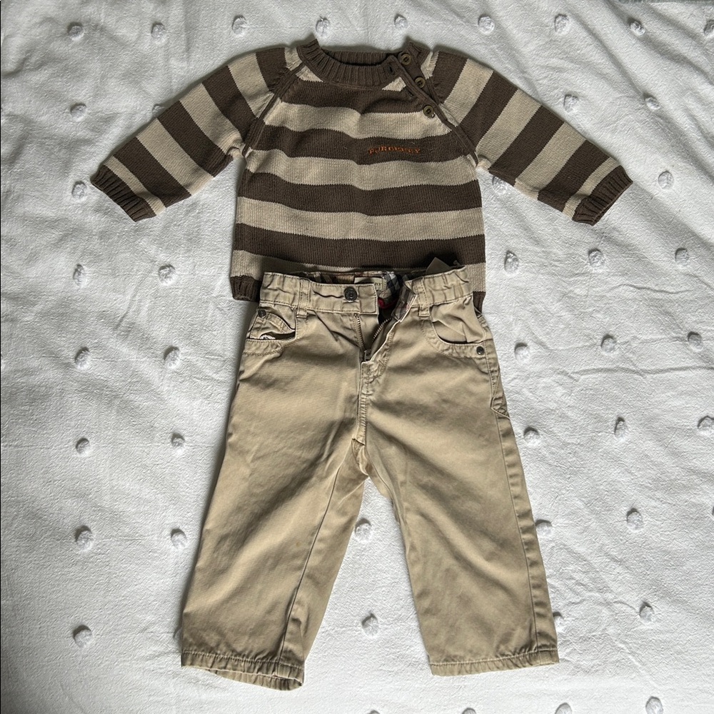 Burberry Brown and Cream Striped Sweater